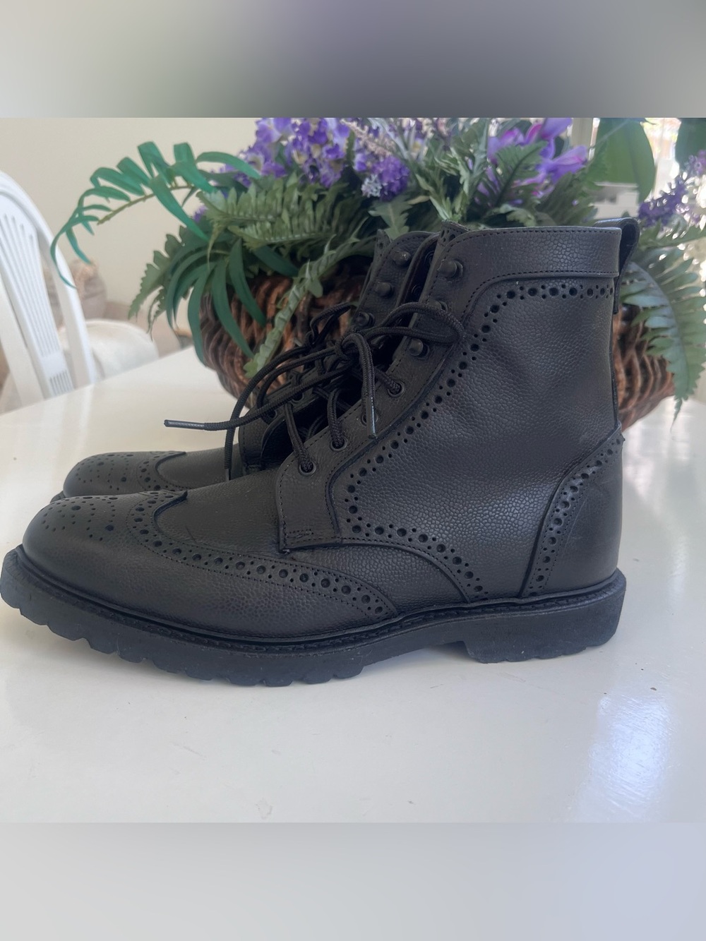 Allen Edmonds Handcrafted USA 10.5 (3 E) Black Leather Wingtip Dress Boot $400 - Picture 7 of 16
